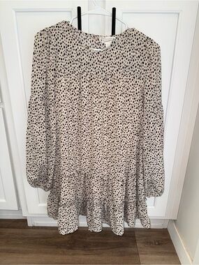 Loveriche cream and black leopard print mini dress